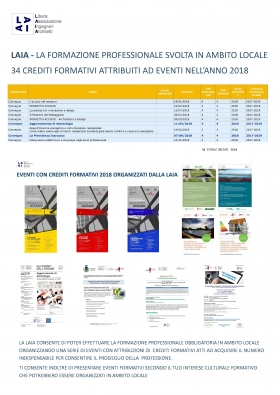 LAIA 34 crediti formativi dagli eventi del 2018 - LAIA