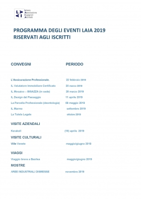 LAIA - gli eventi formativi 2019 riservati agli iscritti - LAIA