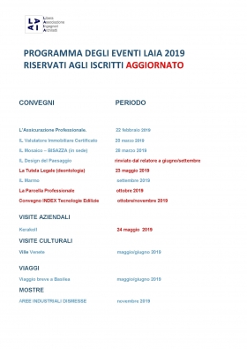 Aggiornamento sugli eventi LAIA 2019 - LAIA