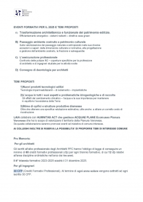 PROGRAMMA EVENTI E TEMI LAIA 2025 - LAIA