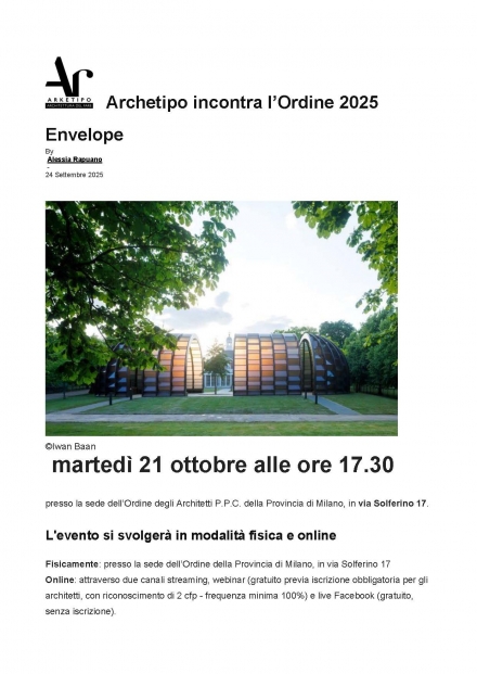 ARKETIPO - prossimo webinar il 21 ottobre - LAIA