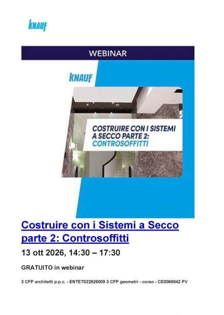 KNAUF webinar - corso con 3 cfp per architetti -2° parte - LAIA